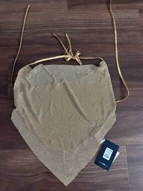 Fashion Nova Gold Shine For Me Halter Top